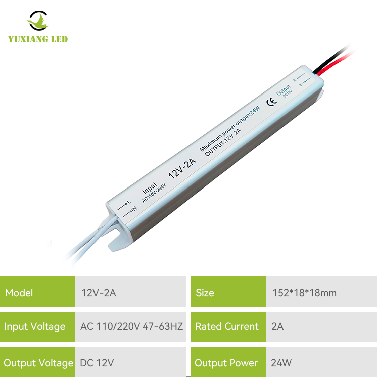 12V 2A 24W keperakan Catu Daya Led Ultra Tipis Ultra Sempit Ultra Tipis