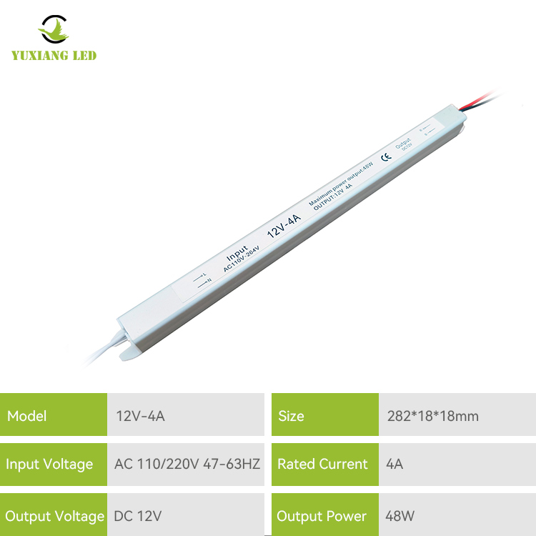 12V 4A 48W keperakan Catu Daya Led Ultra Tipis Ultra Sempit Ultra Tipis