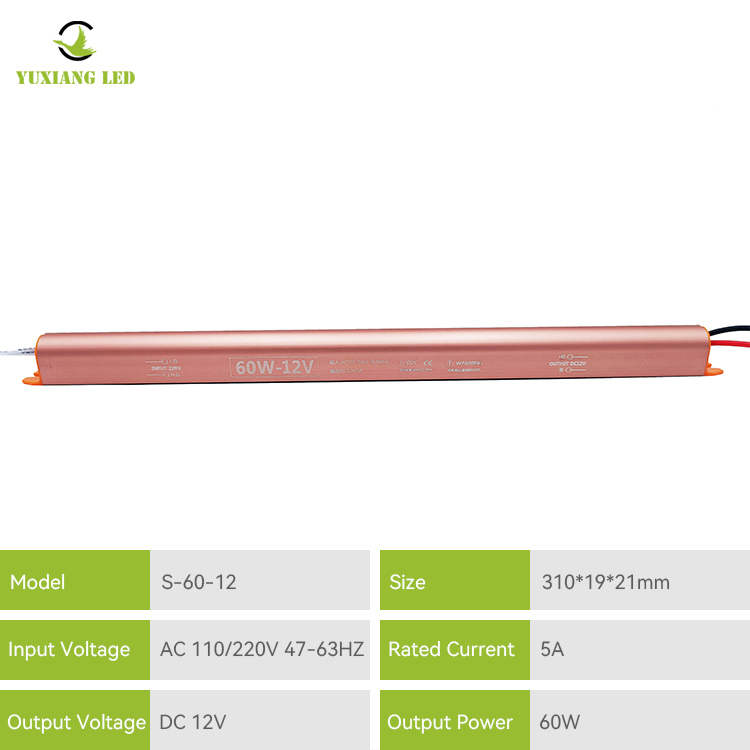 Catu Daya Led Ultra Tipis Emas 12v5a