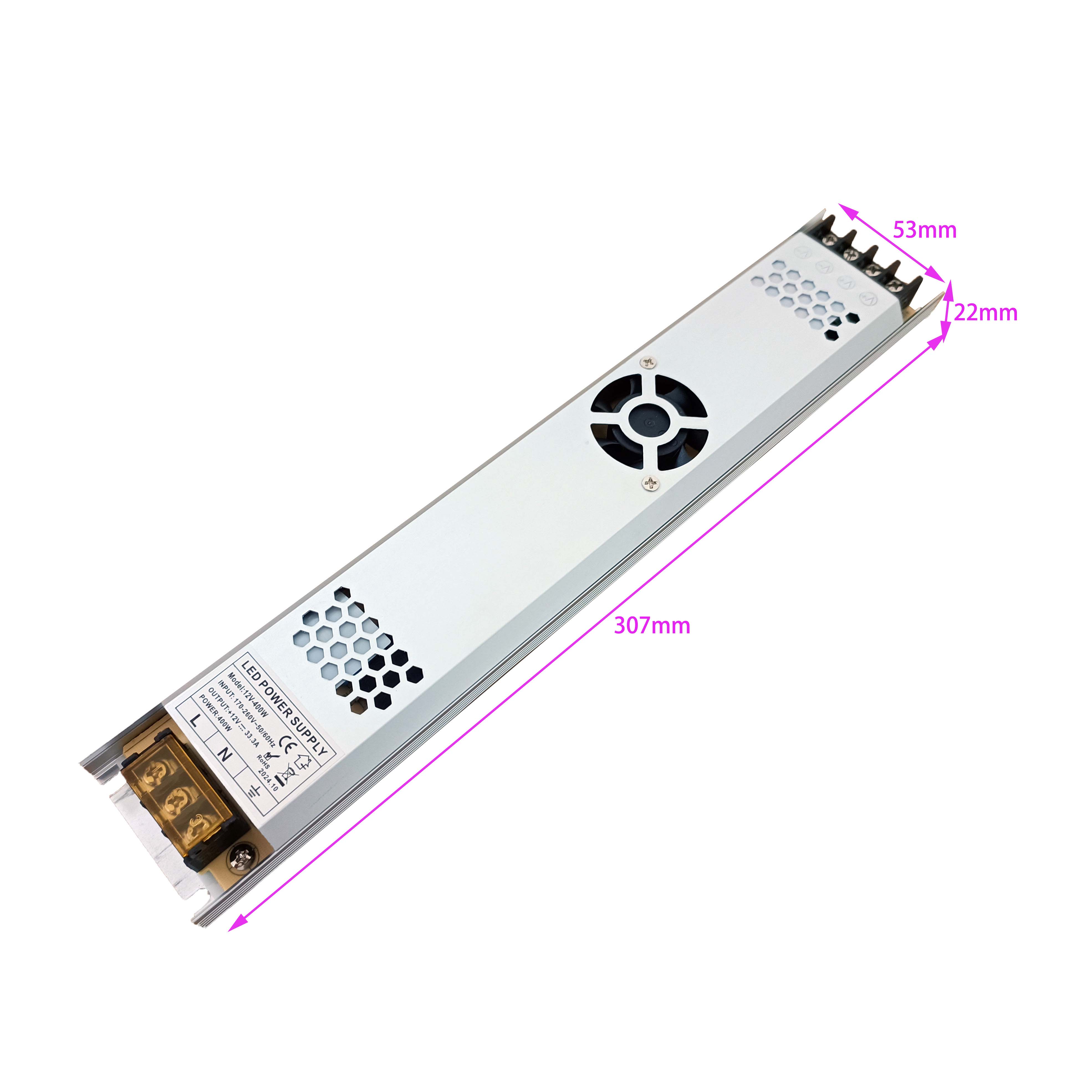 Catu Daya Kotak Lampu Led Ultra Tipis DC 12V 400W