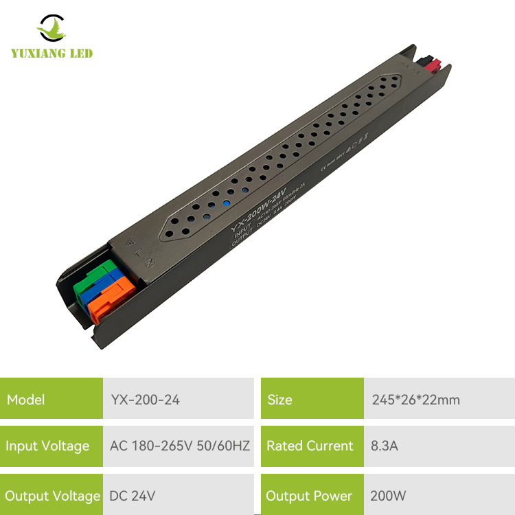 Catu Daya Semi-Lem Linier Ultra-Halus LED 24V 200W