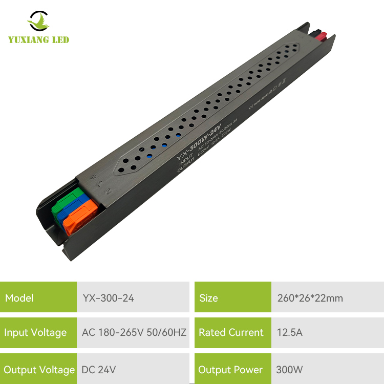 Catu Daya Semi-Lem Linier Ultra-Halus LED 24V 300W