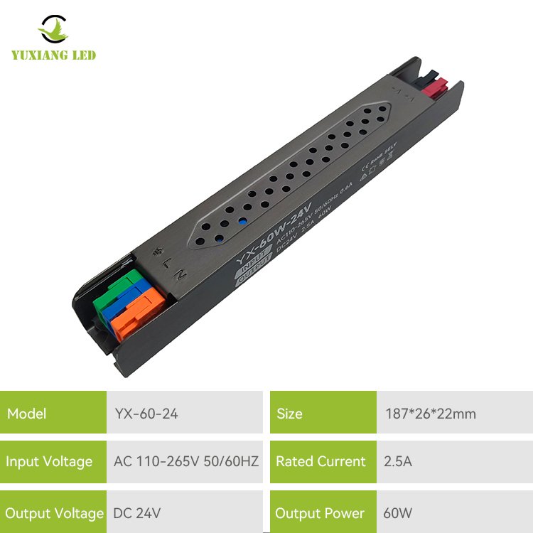 Catu Daya Semi-Lem Linier Ultra-Halus LED 24V 60W