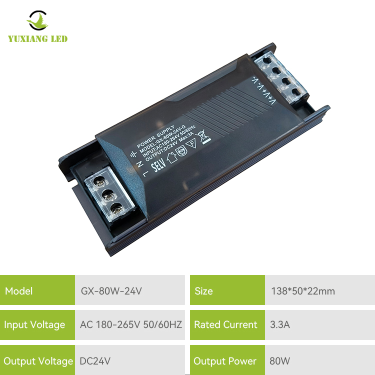 Catu daya switching LED ramping semi-isi tegangan konstan 24V80W