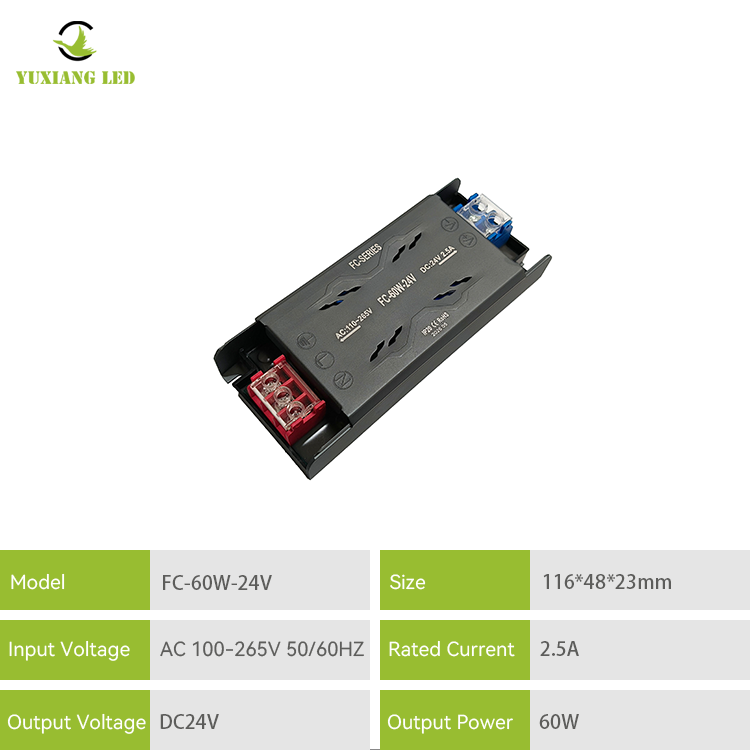 FC 24V 60W Catu daya LED semi-pot ramping