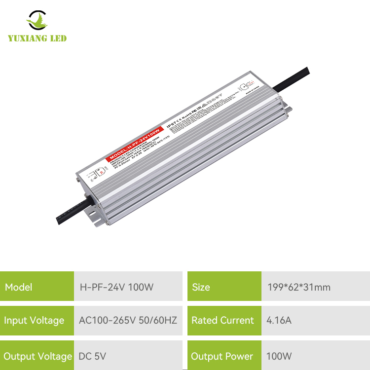 Catu Daya Led Tahan Air PF Ip67 24v 100w Tinggi